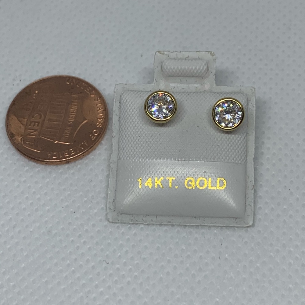 14k Gold Bezel Earrings - Picture 3 of 6